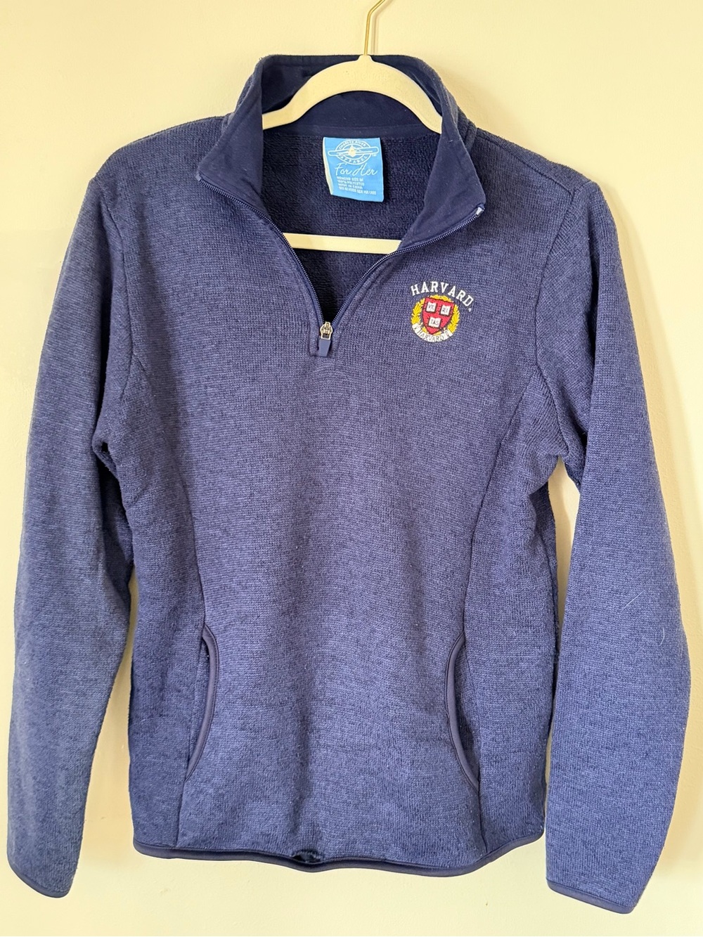 Charles River Apparel Navy Half-Zip Fleece with Harvard Crest